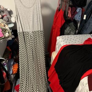 Gray and Green Maxi Dress